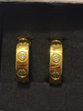 Cartier Gold Hoop Earrings with Diamond Accents